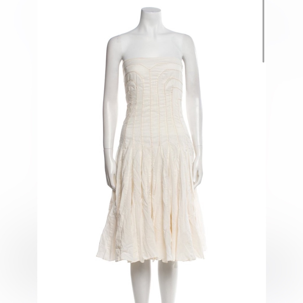 Diane von Furstenberg Elegant Strapless Cream Dress Sz 4 Small Vintage 90s Rare
